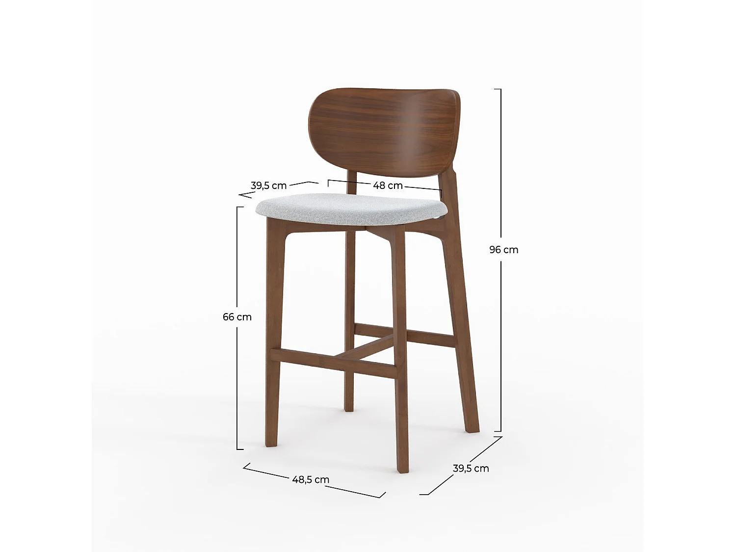 Set de 2 sillas para isla central en madera y tela gris 66 cm - Aria