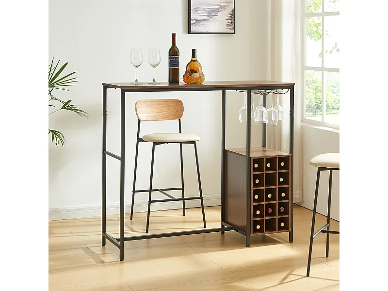 Table de bar Trøndelag 120 x 40 x 105 cm noir effet noyer [en.casa]