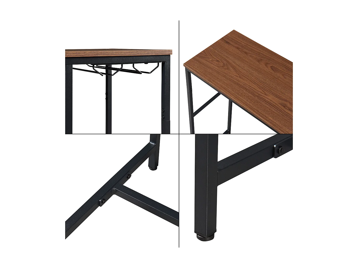 Table de bar Trøndelag 120 x 40 x 105 cm noir effet noyer [en.casa]