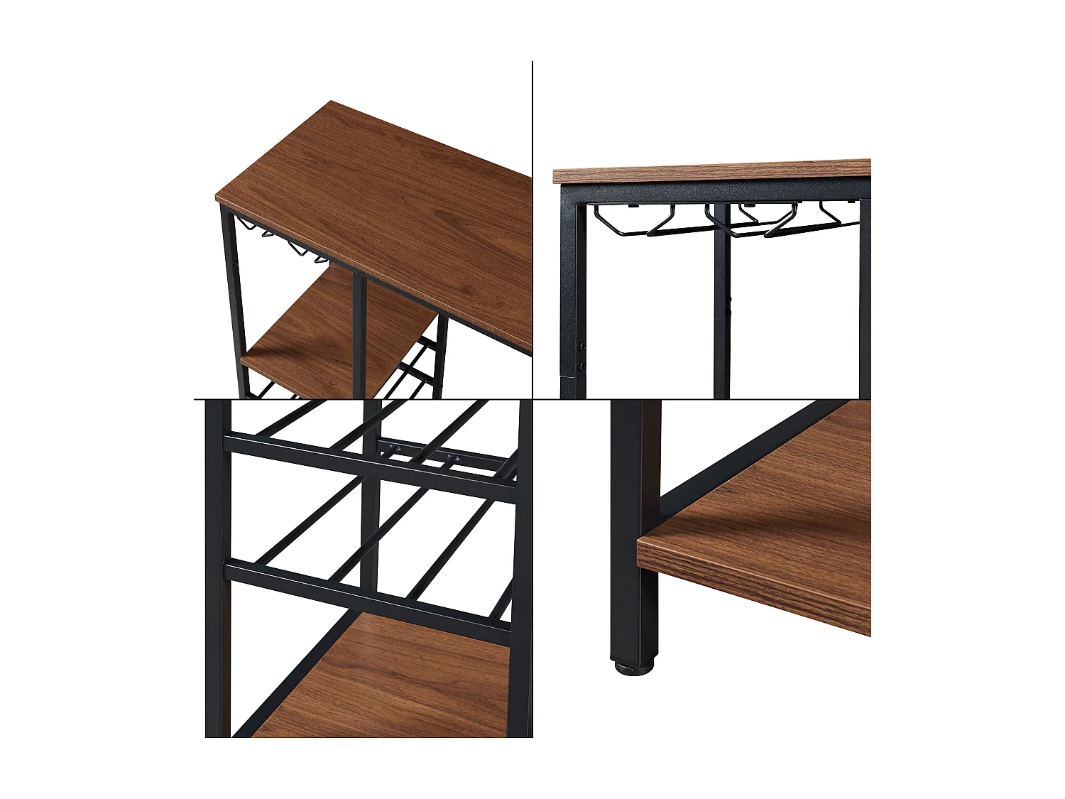 Table de bar Stjørdal 120 x 40 x 105 cm noir effet noyer [en.casa]