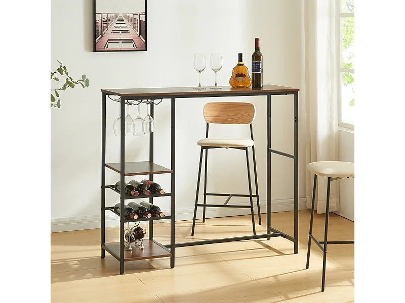 Table de bar Stjørdal 120 x 40 x 105 cm noir effet noyer [en.casa]