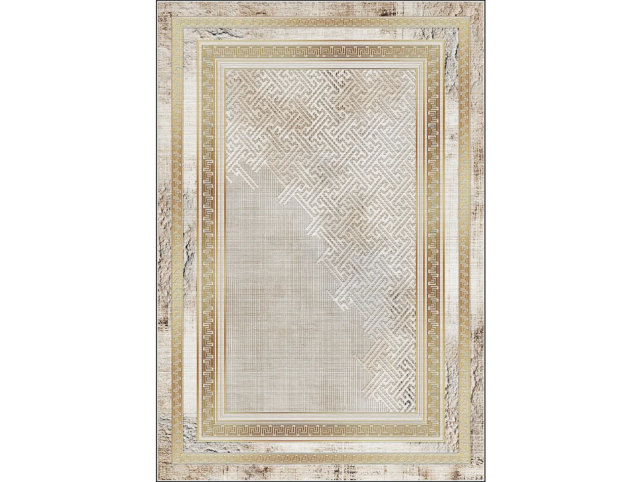 Tapis de salon 300x400 cm Polycoton Najat Or