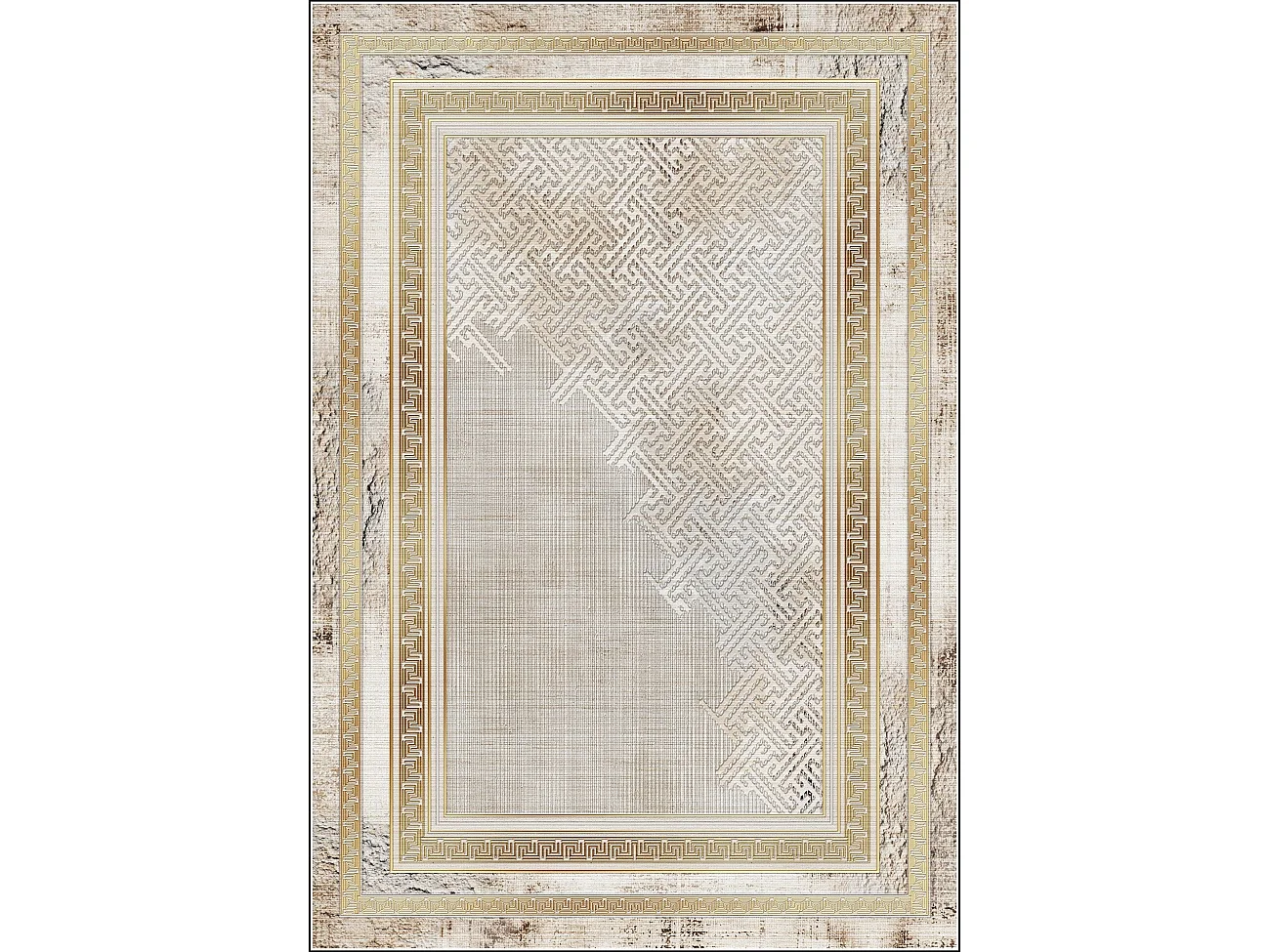 Tapis de salon 300x400 cm Polycoton Najat Or