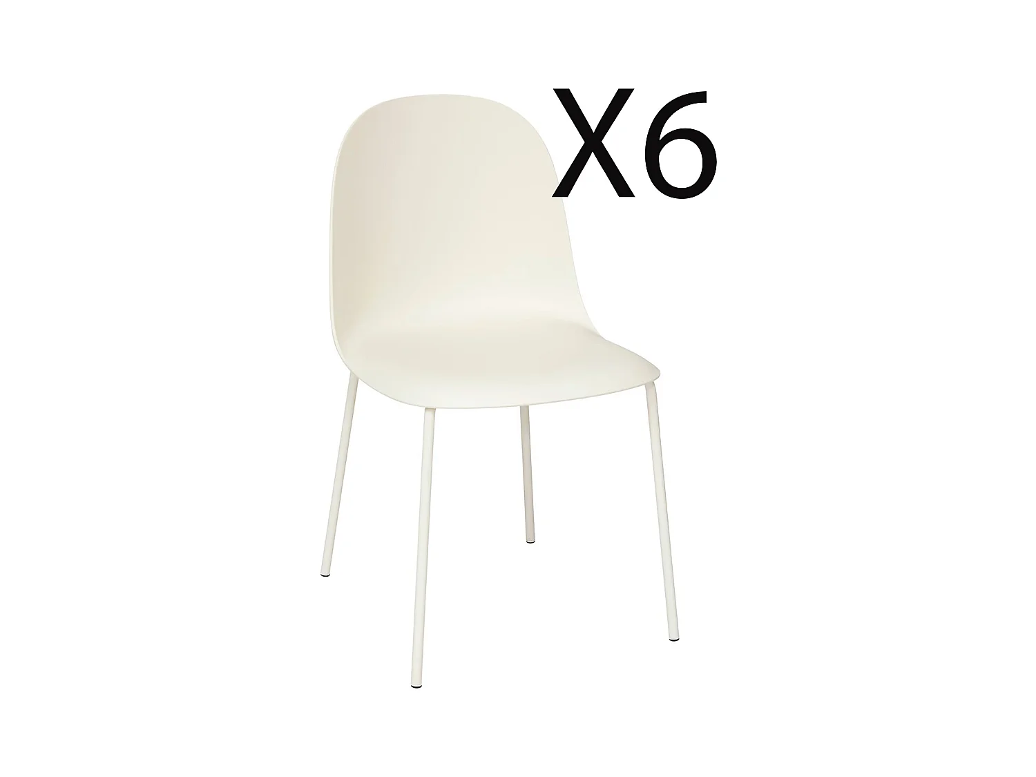 Lot de 6 chaises en Polypropylène coloris blanc, avec pieds en métal coloris blanc