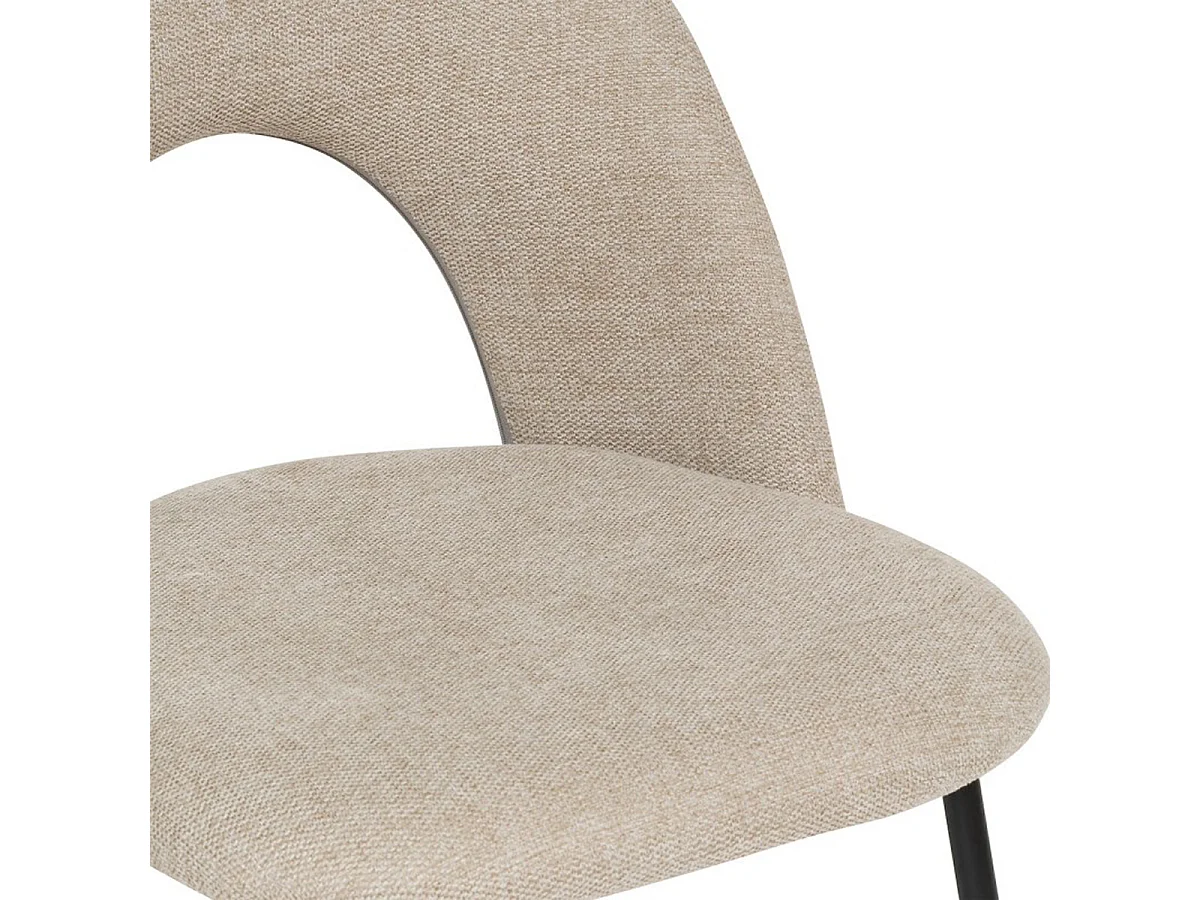 Lot de 4 chaises de salle à manger en tissu coloris Beige, pied en métal coloris noir