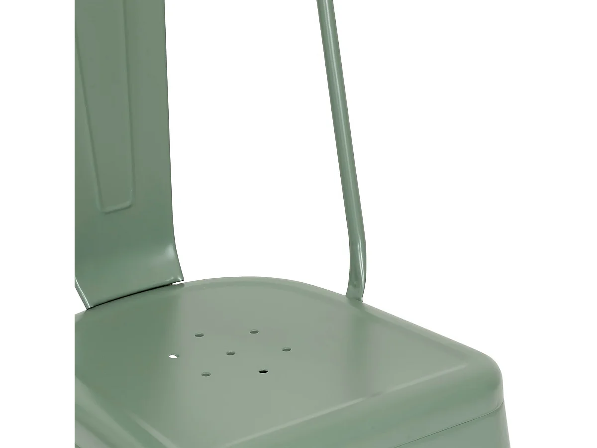 Lot de 4 chaises de salle à manger en métal coloris Vert Olive - Longueur 45 x Profondeur 48 x Hauteur 85 cm