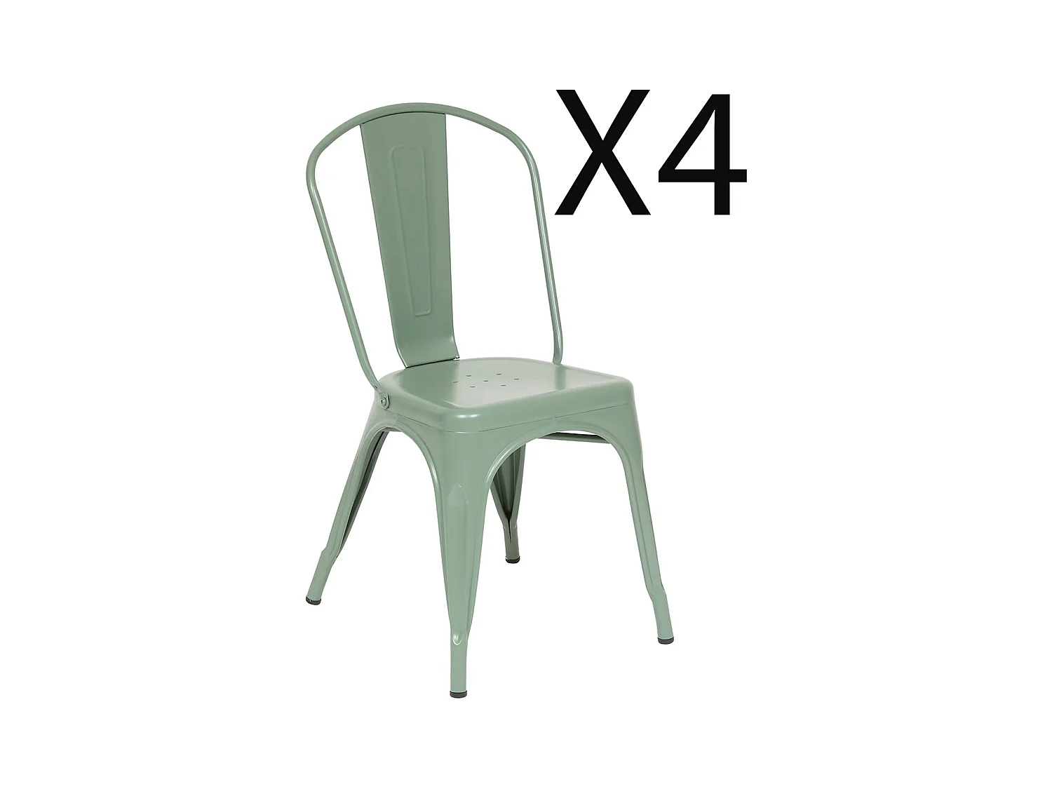 Lot de 4 chaises de salle à manger en métal coloris Vert Olive - Longueur 45 x Profondeur 48 x Hauteur 85 cm