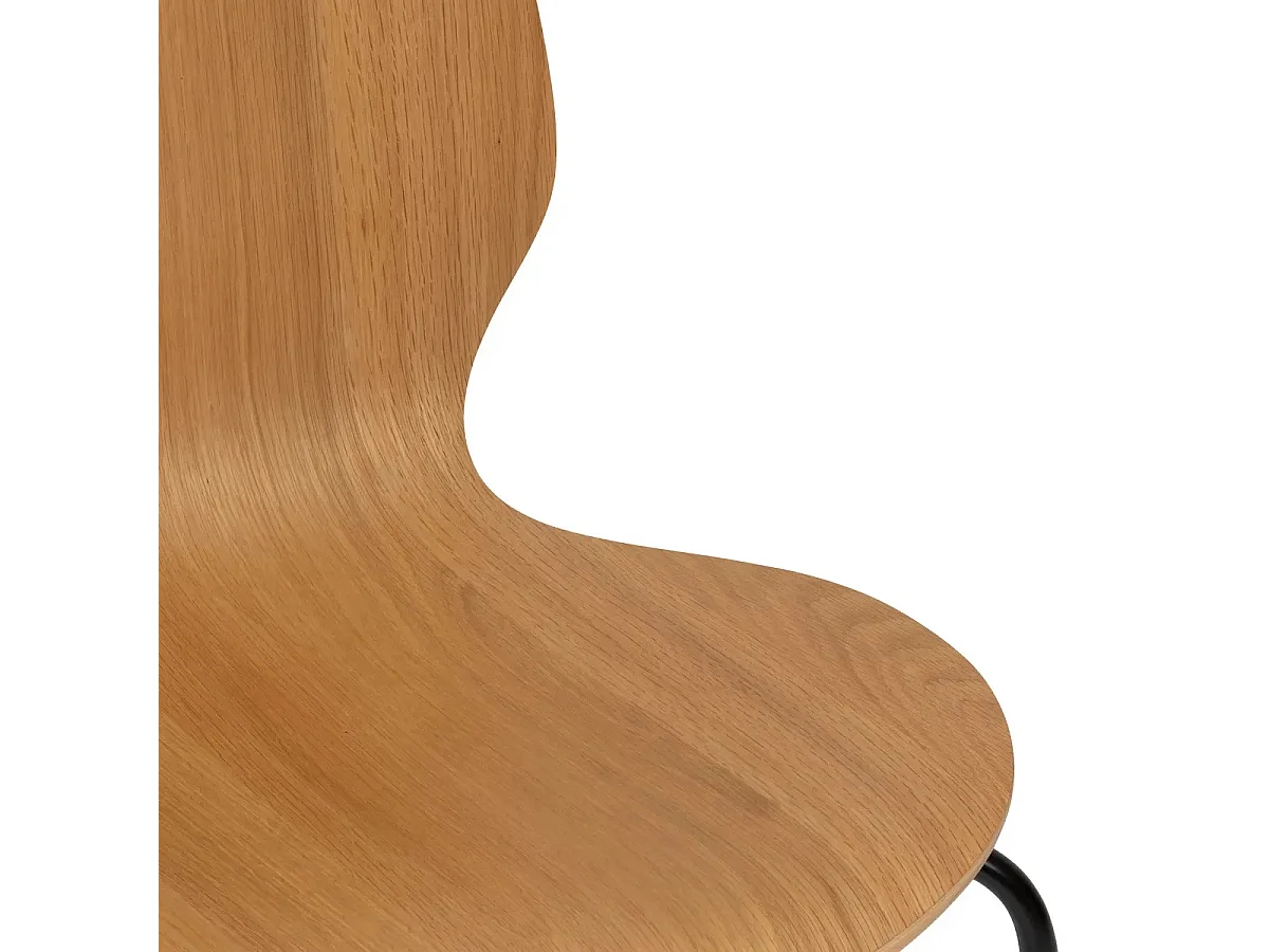 Lot de 4 chaises en bois coloris Beige et pieds en métal noir -  Longueur 49 x Profondeur 54 x Hauteur 82 cm