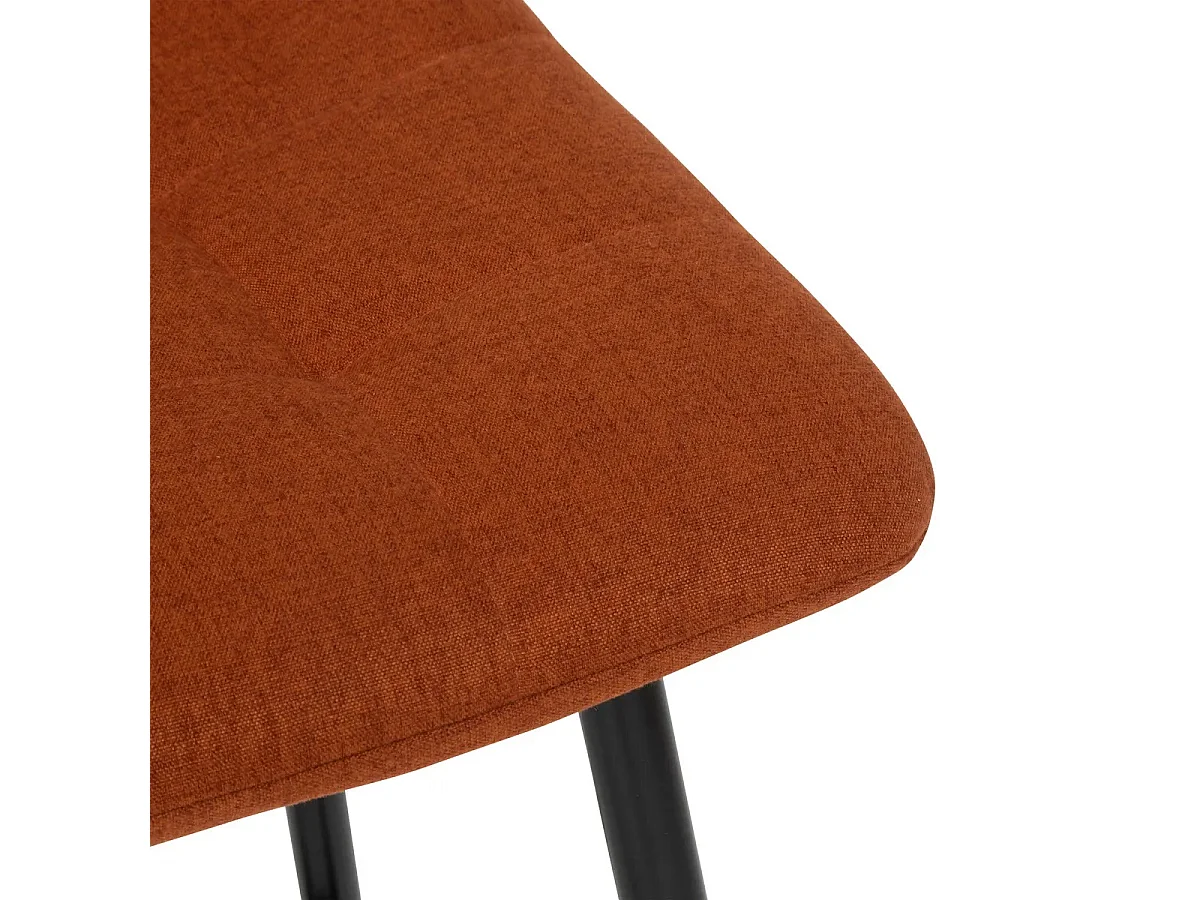 Lot de 2 chaises de bar en tissu coloris ambre et métal noir  - Longueur 44 x Profondeur 51 x Hauteur 104 cm