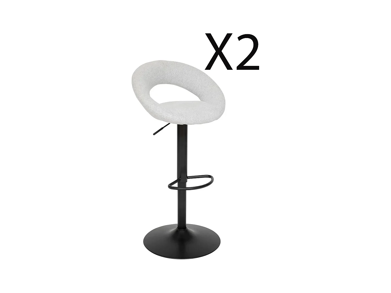 Lot de 2 chaises de bar, chaises hautes réglables en PU coloris gris et pieds en métal noir