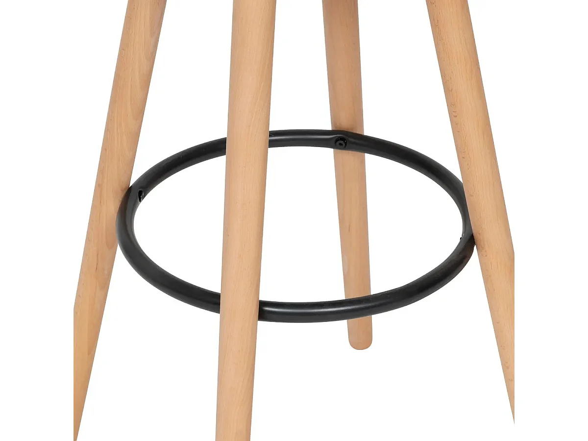 Lot de 4 chaises de bar, chaises hautes en Polypropylène coloris beige, pieds en bois coloris naturel