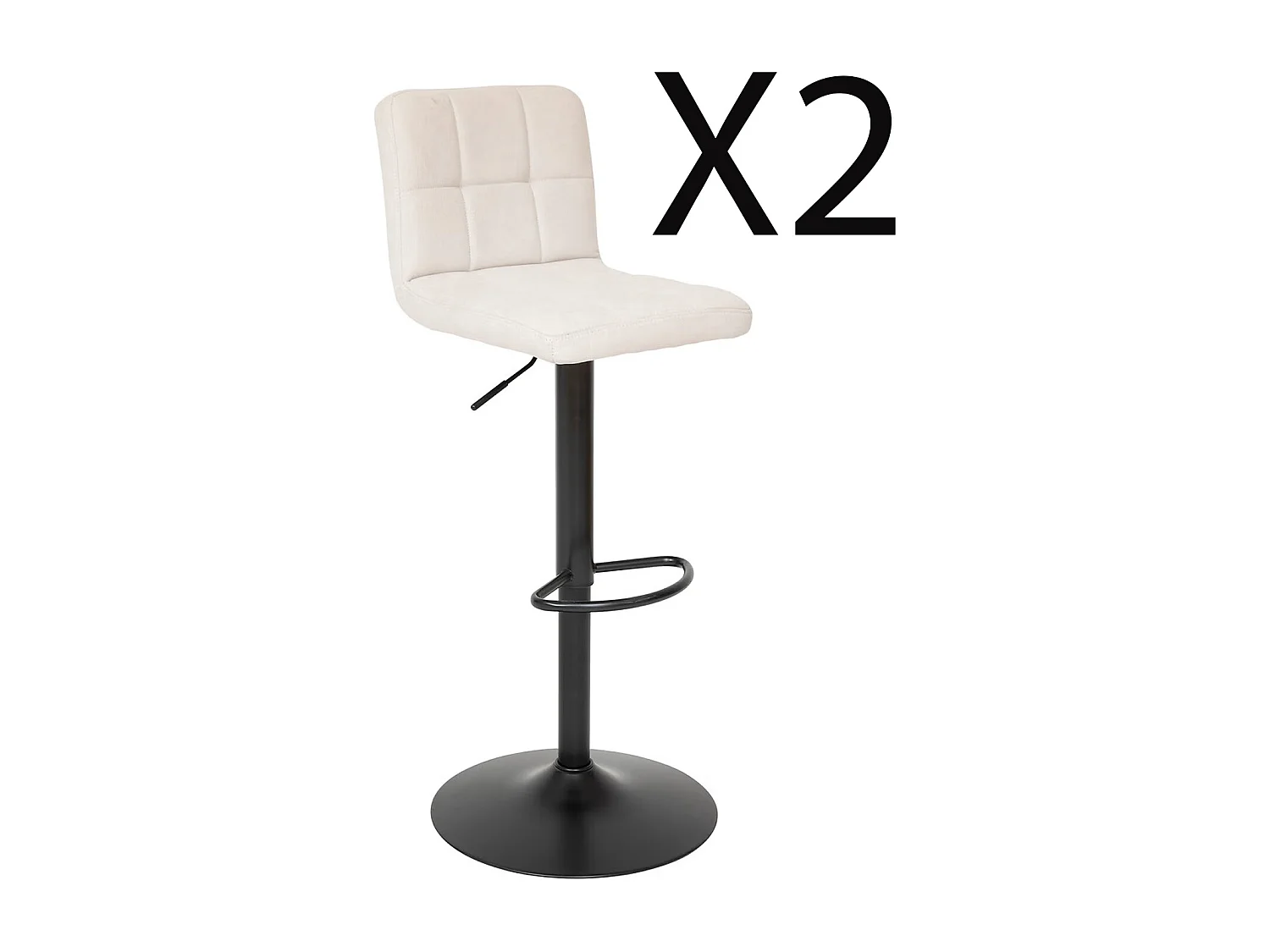 Lot de 2 chaises de bar, chaises hautes réglables en PU beige et pieds en métal noir
