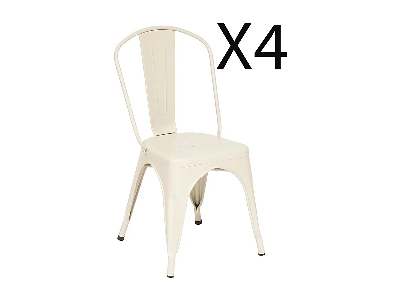 Lot de 4 chaises de salle à manger en métal coloris argile - Longueur 45 x Profondeur 48 x Hauteur 85 cm