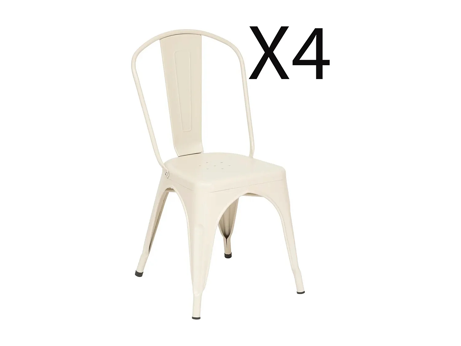 Lot de 4 chaises de salle à manger en métal coloris argile - Longueur 45 x Profondeur 48 x Hauteur 85 cm
