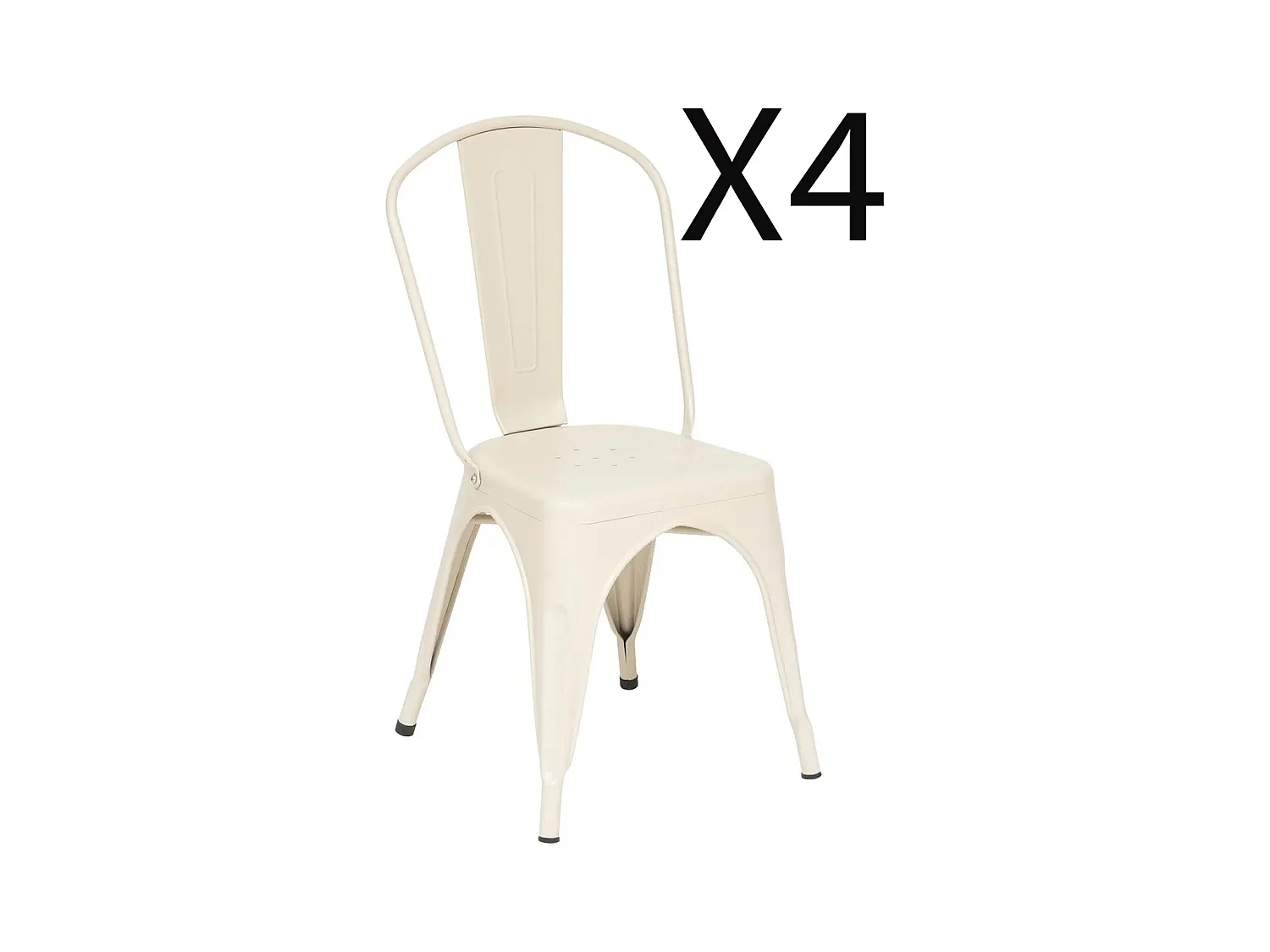 Lot de 4 chaises de salle à manger en métal coloris argile - Longueur 45 x Profondeur 48 x Hauteur 85 cm