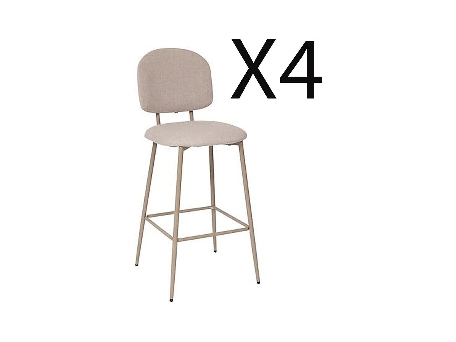 Lot de 4 chaises de bar, chaises hautes en tissu coloris beige et pieds en métal