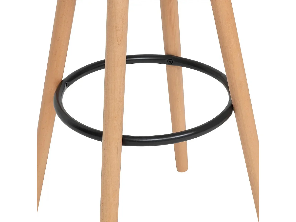 Lot de 4 chaises de bar, chaises hautes en Polypropylène coloris blanc, pieds en bois coloris naturel