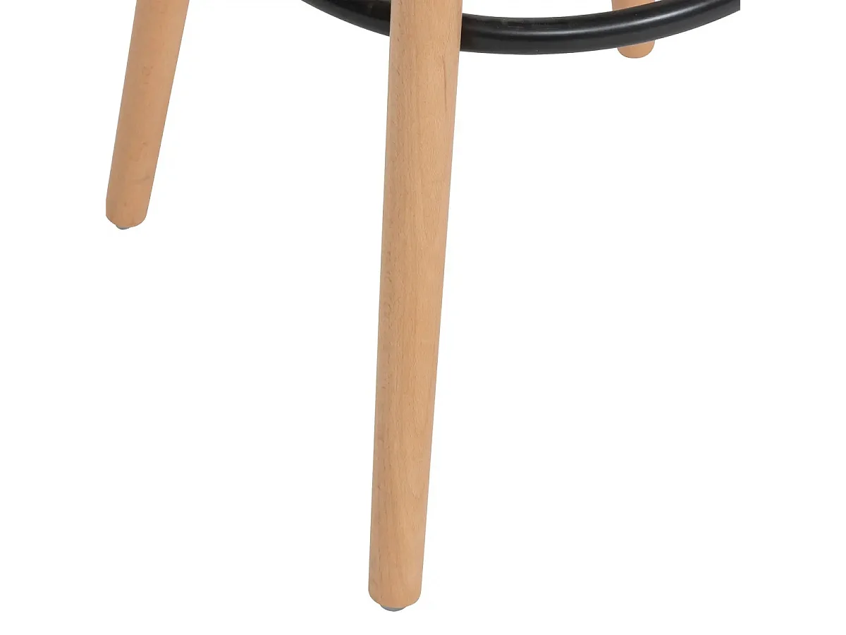 Lot de 4 chaises de bar, chaises hautes en Polypropylène coloris blanc, pieds en bois coloris naturel