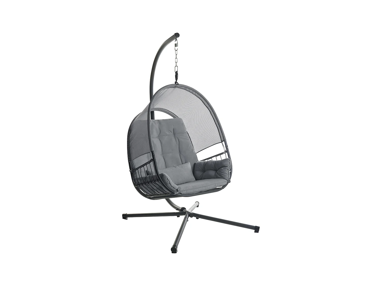 Fauteuil suspendu avec support ALVIANO Tissu Gris foncé