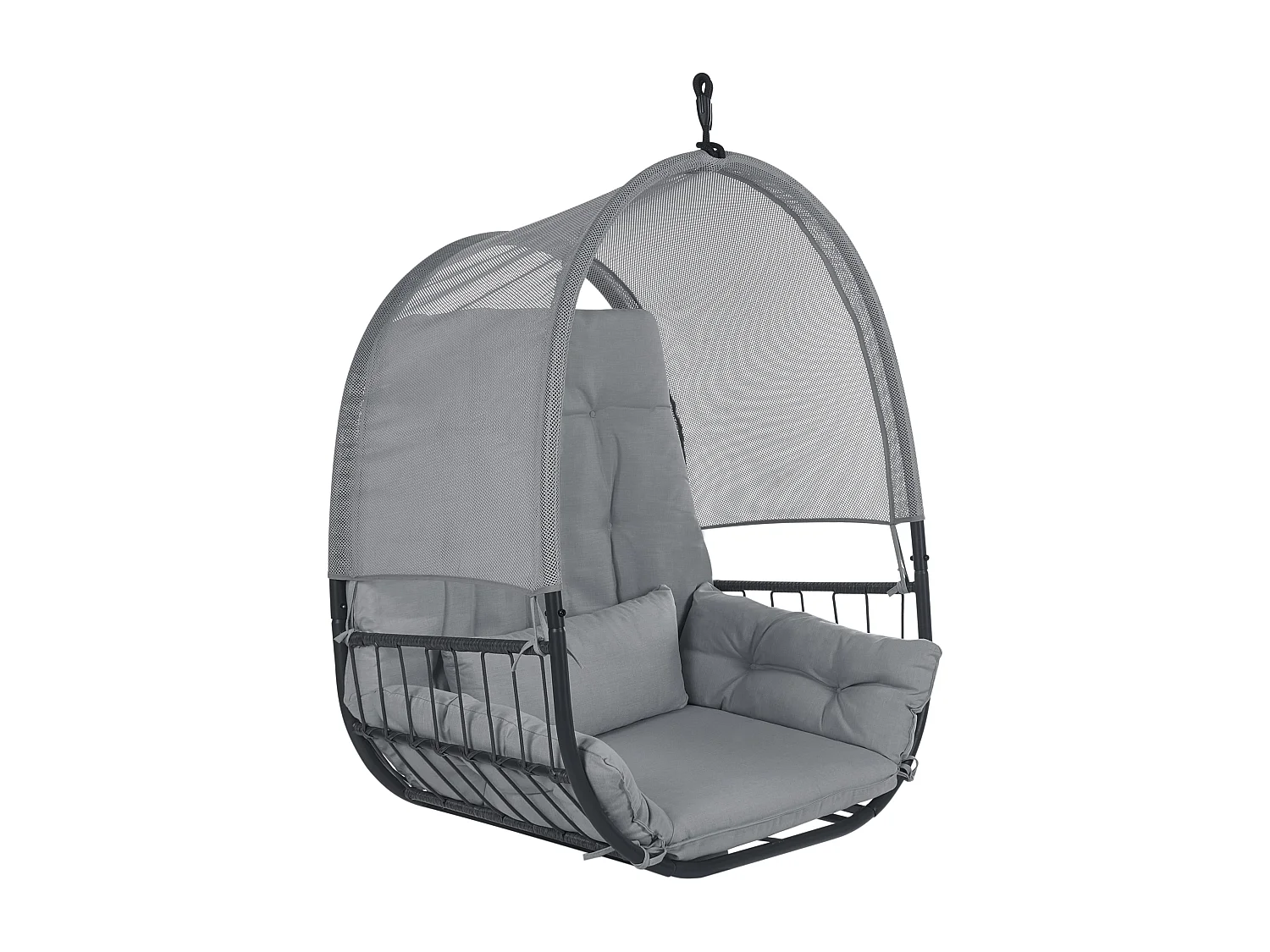 Fauteuil suspendu avec support ALVIANO Tissu Gris foncé