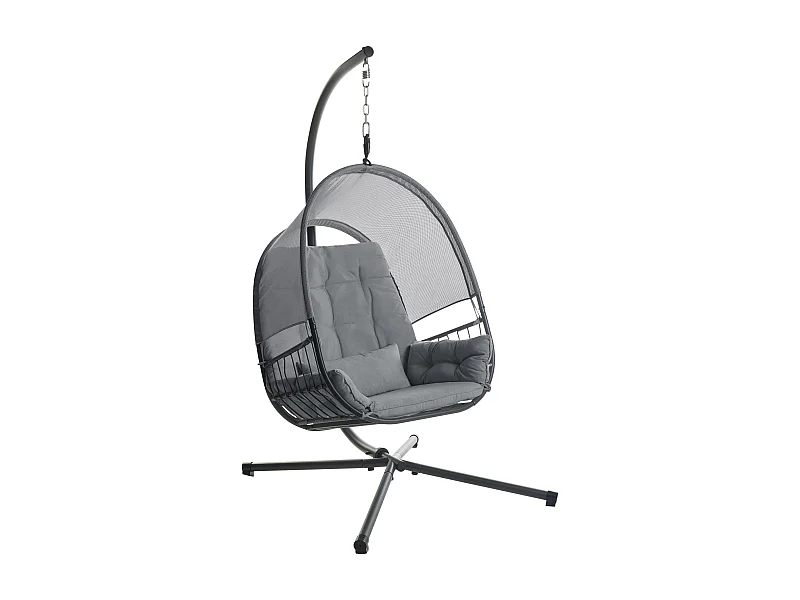 Silla colgante con soporte ALVIANO Tela Gris oscuro