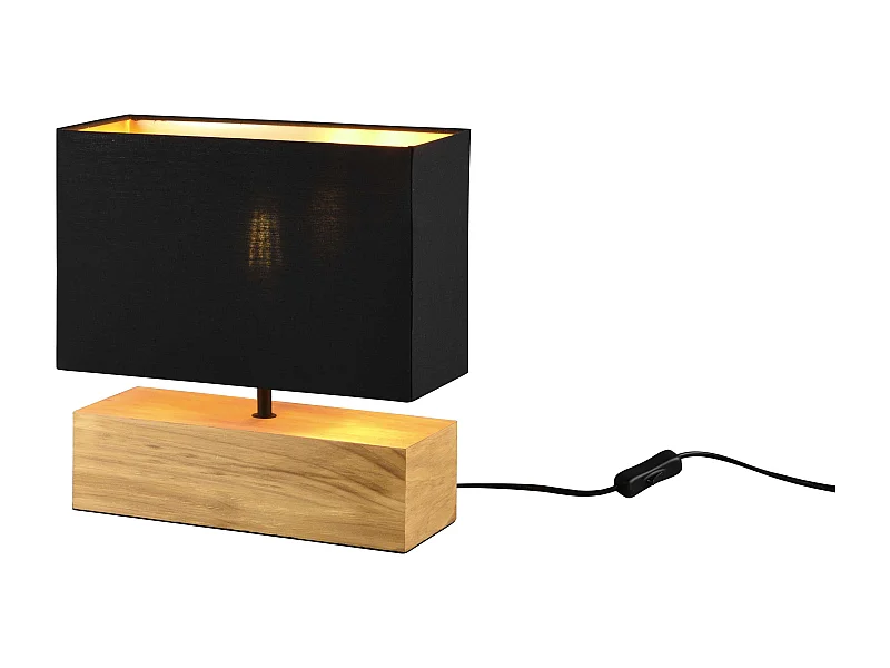 Lampada da tavolo, base legno naturale, nero, H 30 cm, Woody