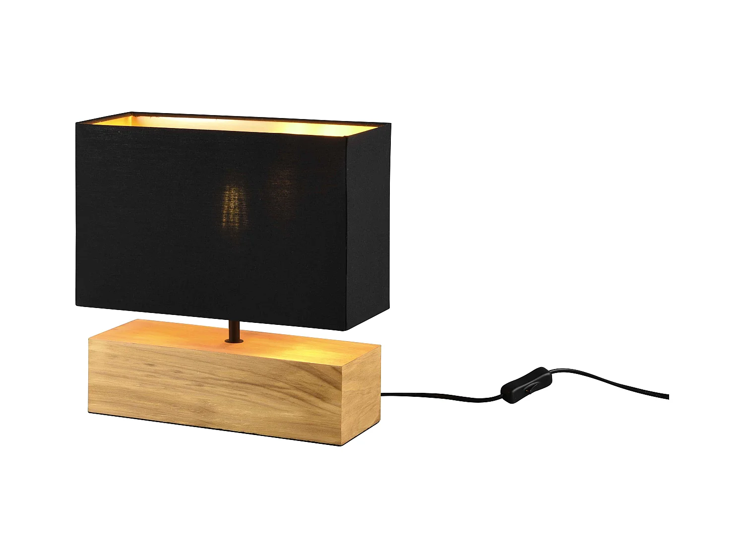 Lampada da tavolo, base legno naturale, nero, H 30 cm, Woody