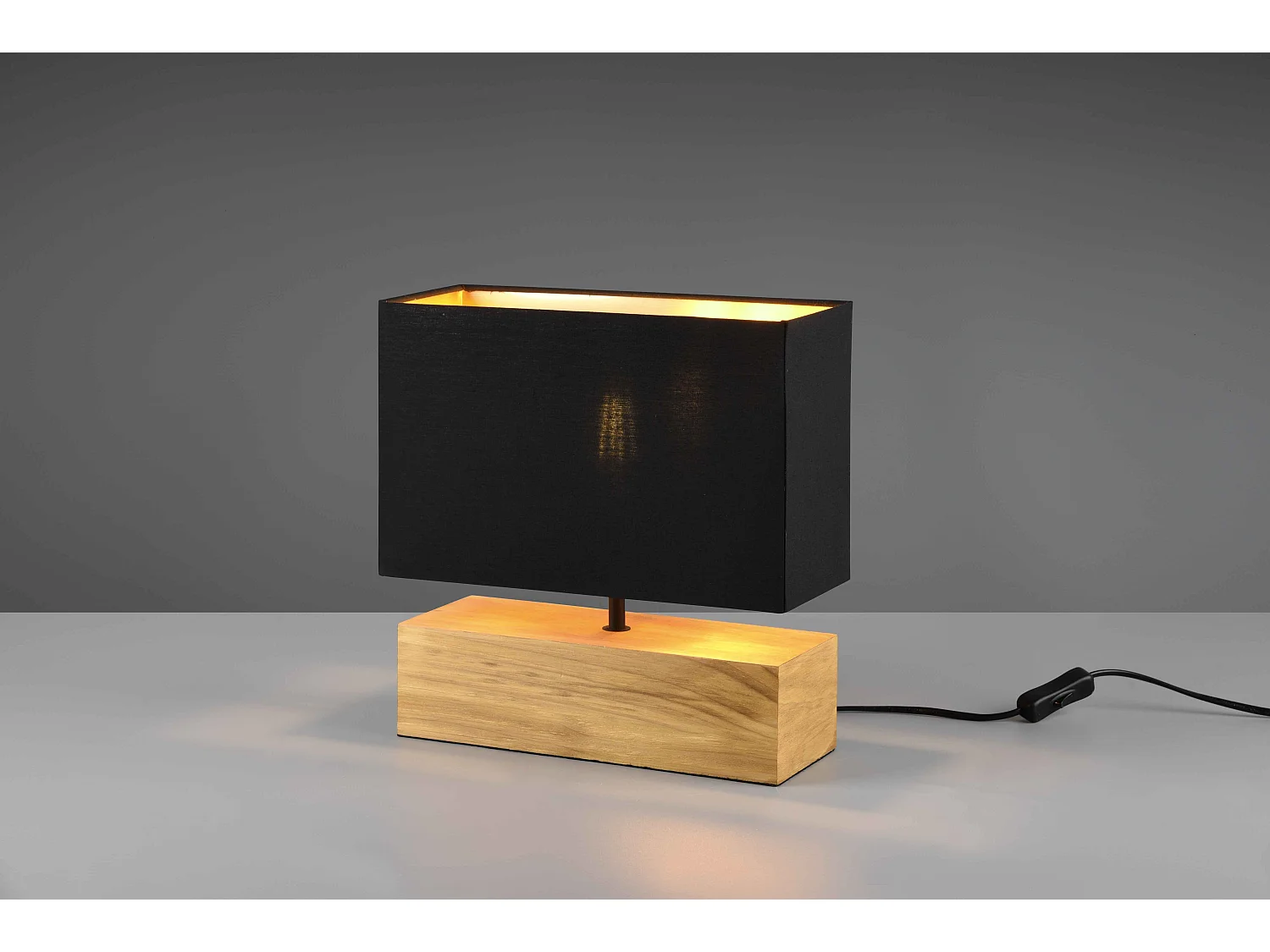 Lampada da tavolo, base legno naturale, nero, H 30 cm, Woody