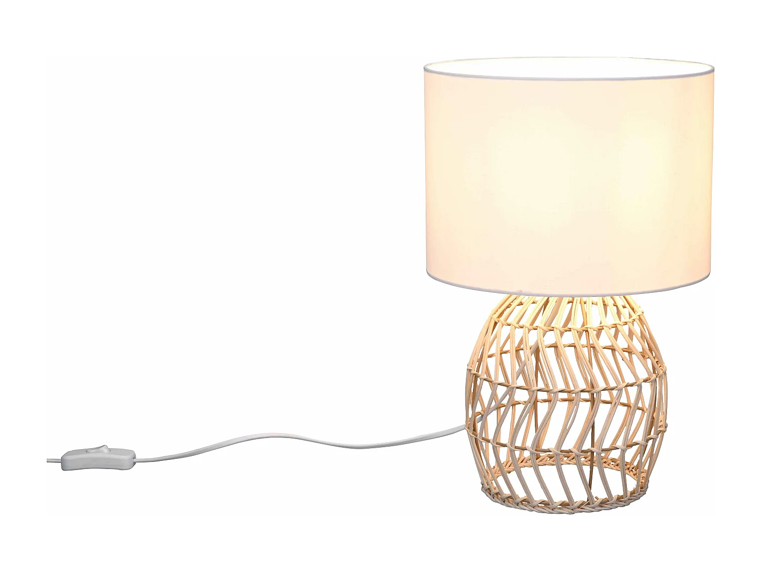 Lampada da tavolo, rattan effetto naturale, H 38 cm, Rike