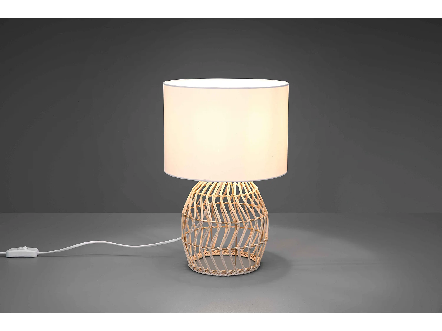 Lampada da tavolo, rattan effetto naturale, H 38 cm, Rike