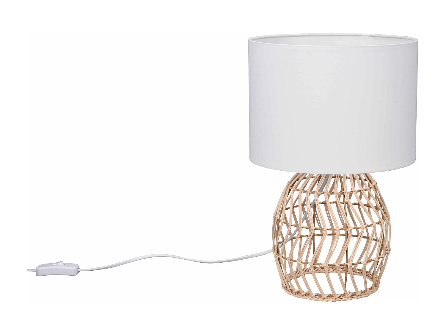 Lampada da tavolo, rattan effetto naturale, H 38 cm, Rike