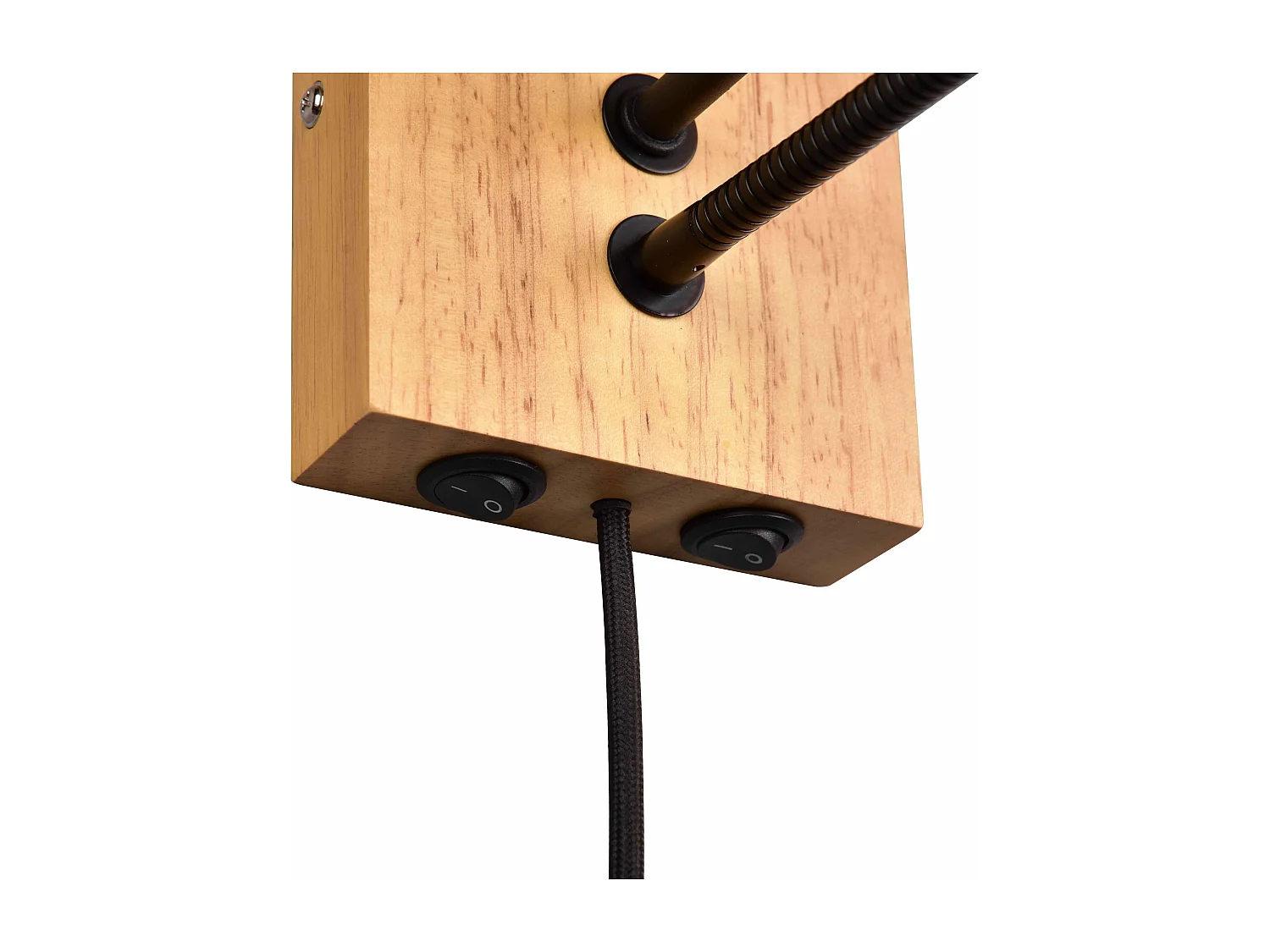 Applique con lampada da lettura, metallo e legno, nero, L 18 cm, Nilam