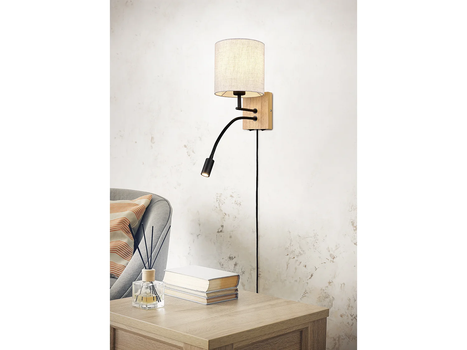 Wandlamp NILAM - 18x18x30 cm - Naturel