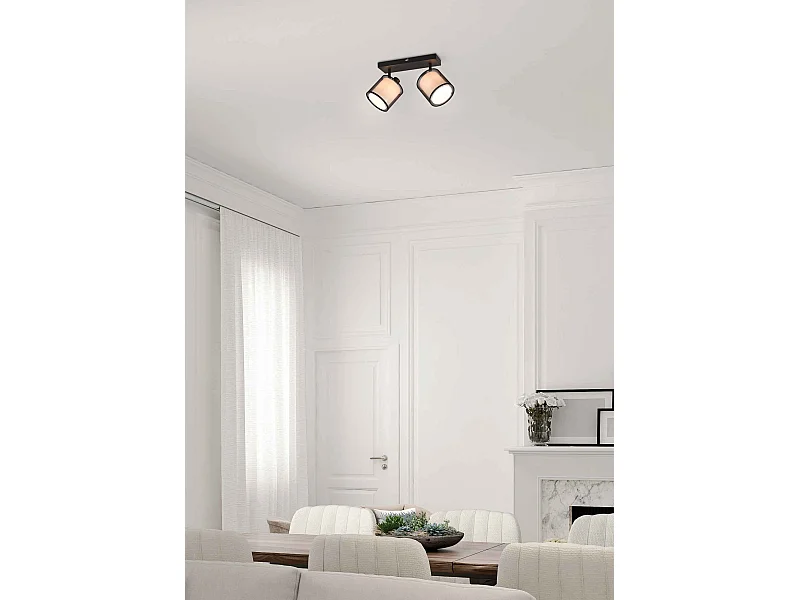 Barra 2 spot orientabili, metallo, nero e bianco, L 33 cm, Burton