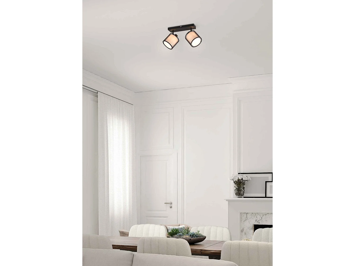 Barra 2 spot orientabili, metallo, nero e bianco, L 33 cm, Burton