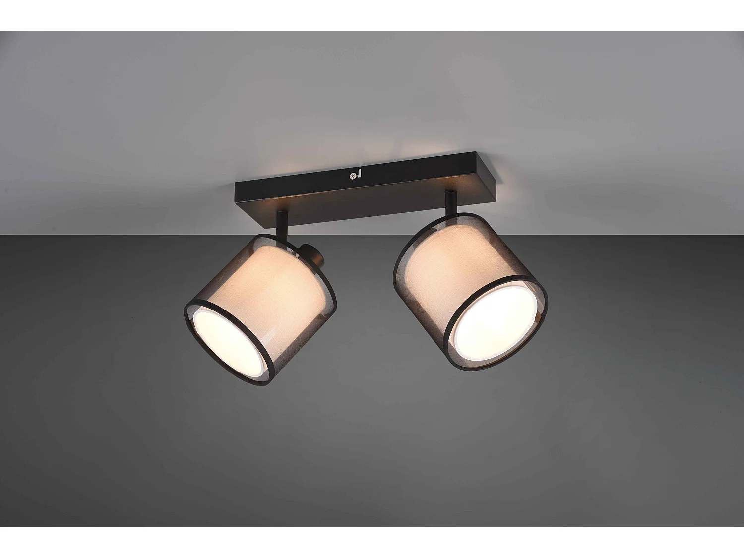 Barra 2 spot orientabili, metallo, nero e bianco, L 33 cm, Burton