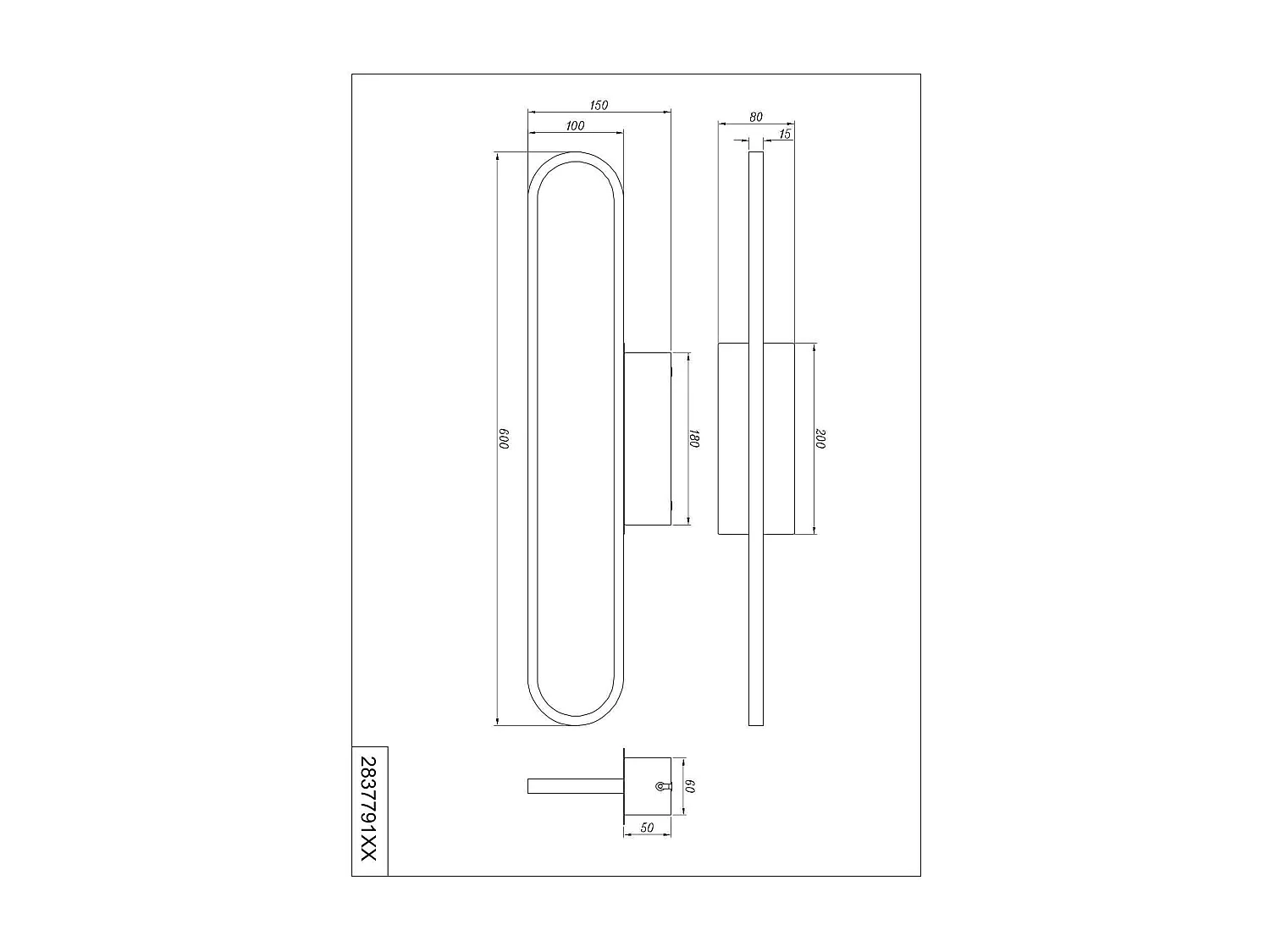 Applique LED H2O, metallo, cromo, L 60 cm, Gianni