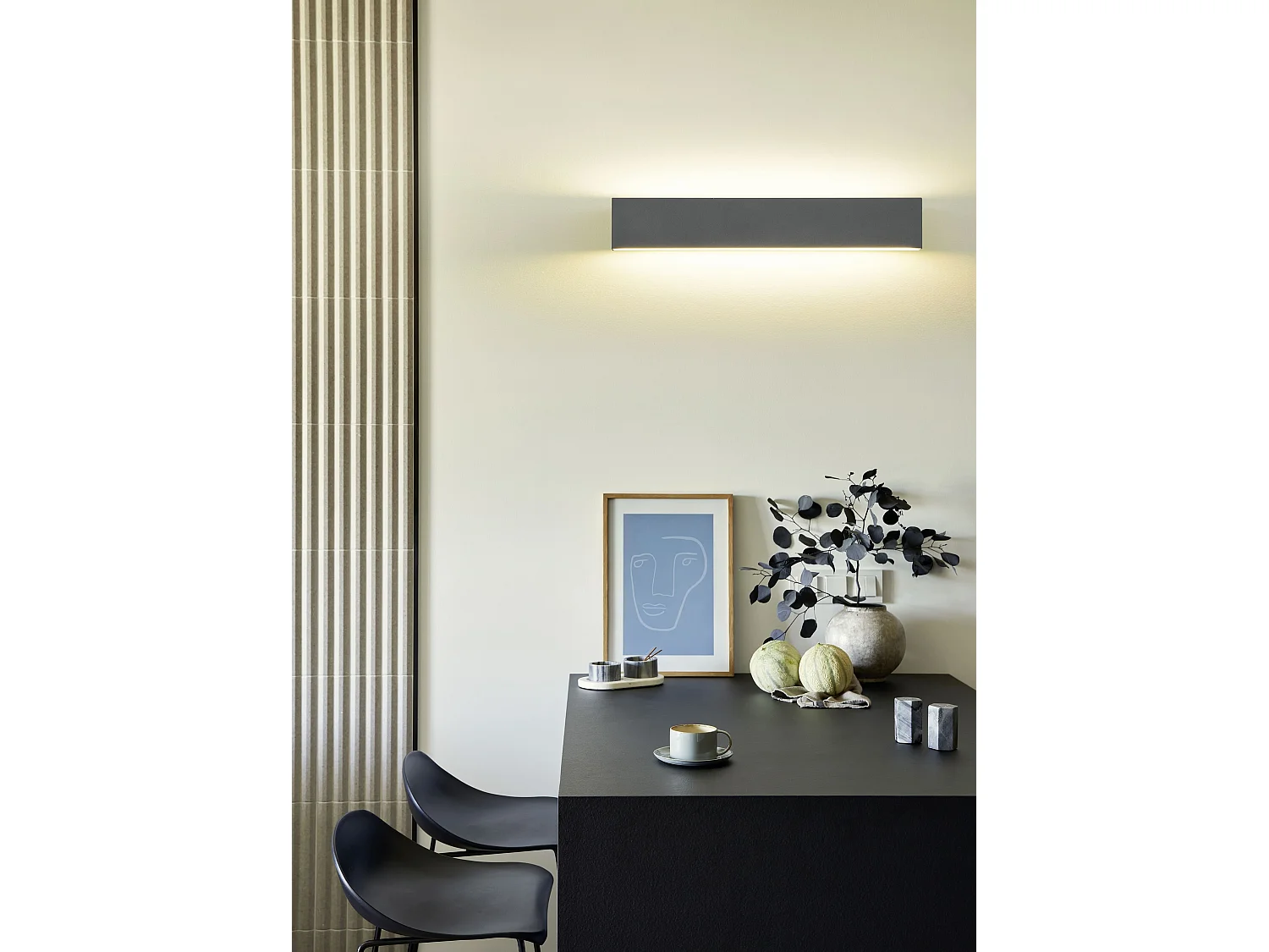 Applique LED bi-emissione, metallo, antracite, L 46 cm, Concha