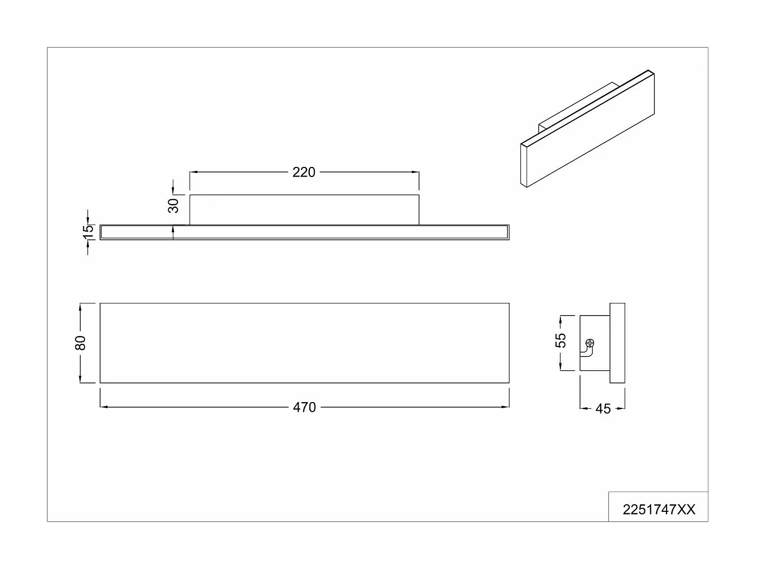 Applique LED bi-emissione, metallo, antracite, L 46 cm, Concha