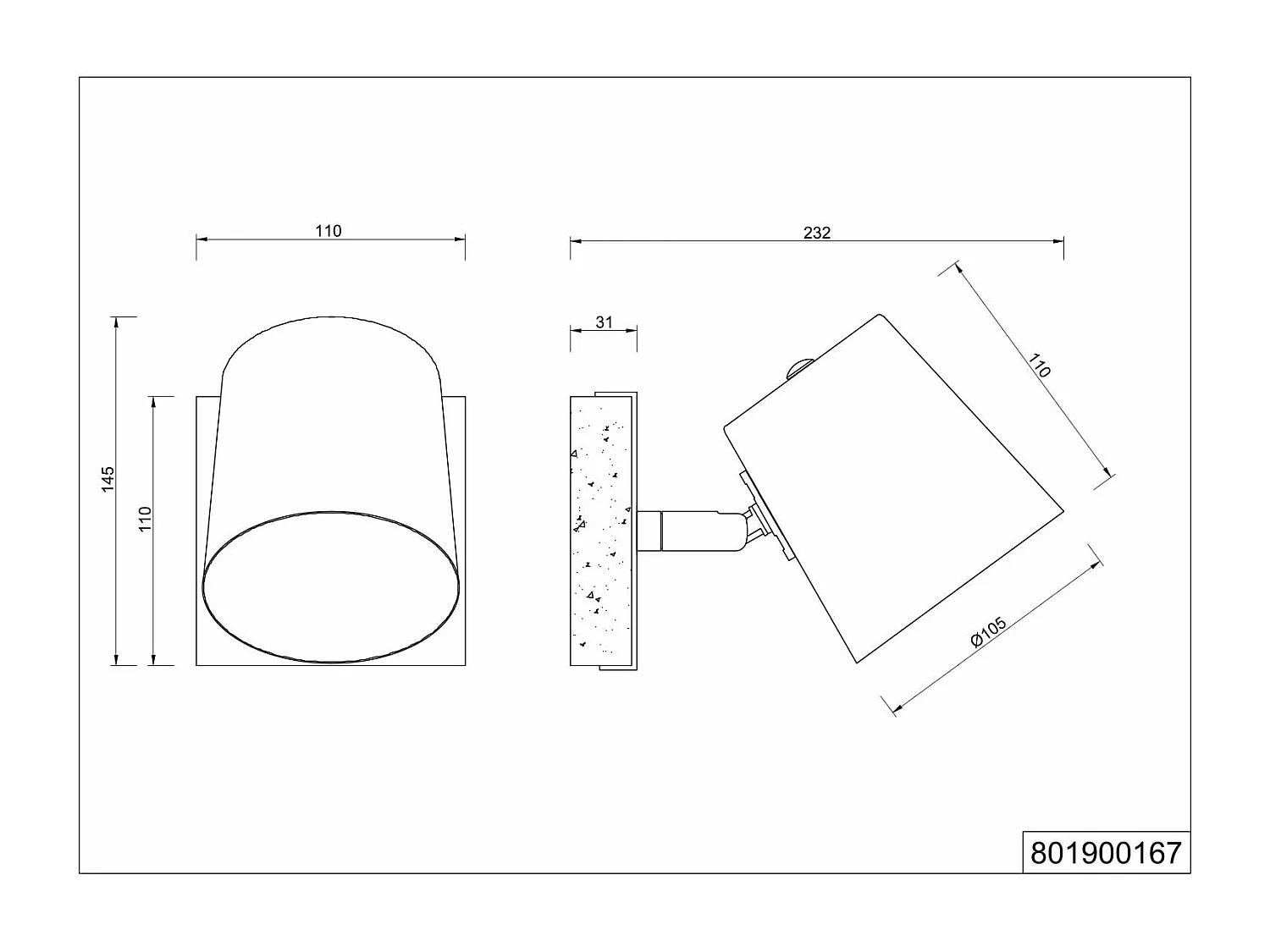 Spot orientabile, legno e metallo, naturale e acciaio/oro, H 18 cm, Bell