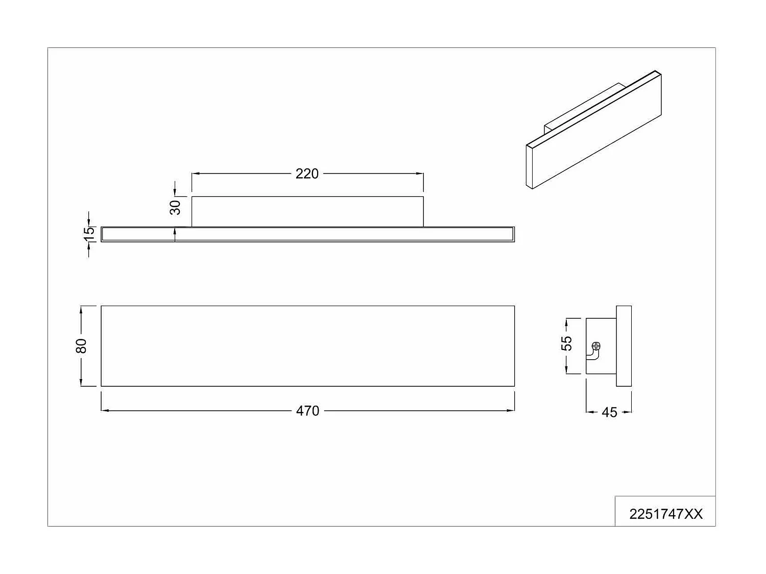 Applique LED bi-emissione, metallo, bianco, L 46 cm, Concha