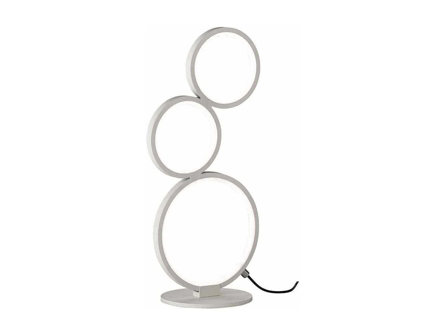 Lampda da tavolo LED 3 cerchi, metallo, bianco opaco, H 45 cm, Rondo