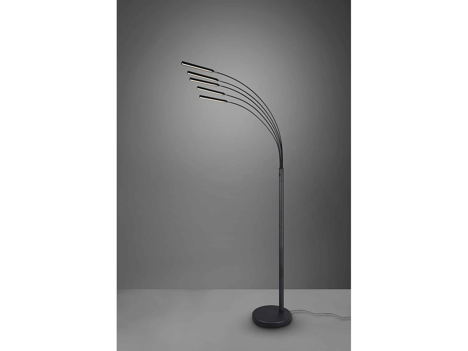 Piantana LED ad arco 5 diffusori, metallo, antracite, H 195 cm, Reed