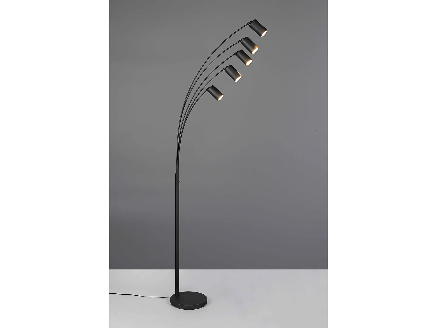 Piantana 5 spots orientabili, metallo, nero, H 200 cm, Marley