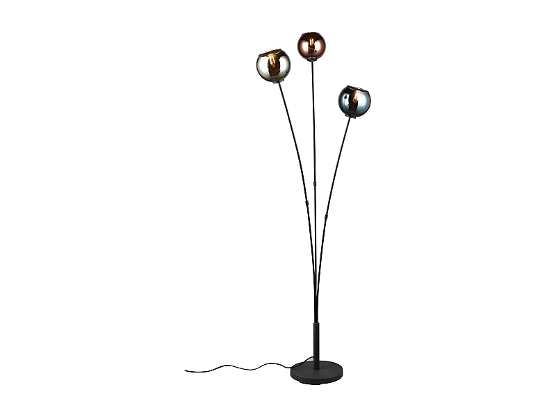 Piantana 3 luci, metallo e vetro, multicolor effetto fumé, H 150 cm, Sheldon