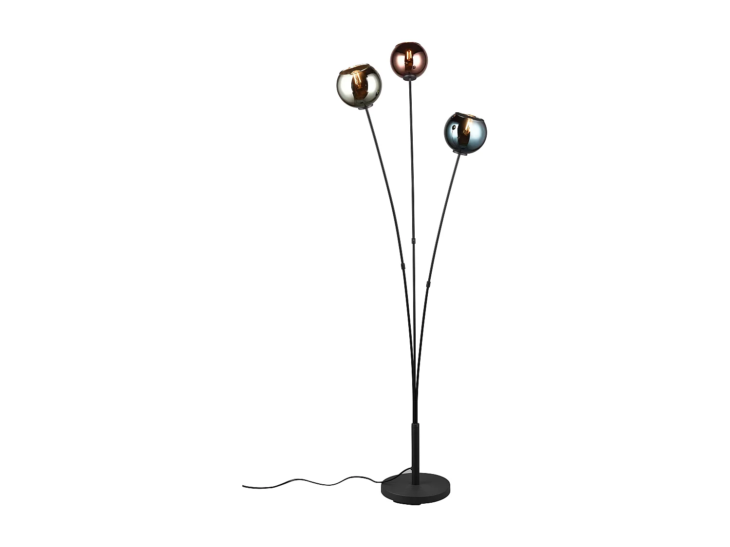 Piantana 3 luci, metallo e vetro, multicolor effetto fumé, H 150 cm, Sheldon