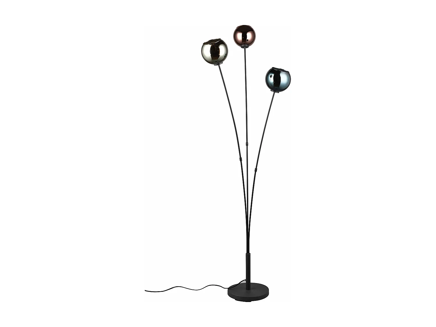 Piantana 3 luci, metallo e vetro, multicolor effetto fumé, H 150 cm, Sheldon