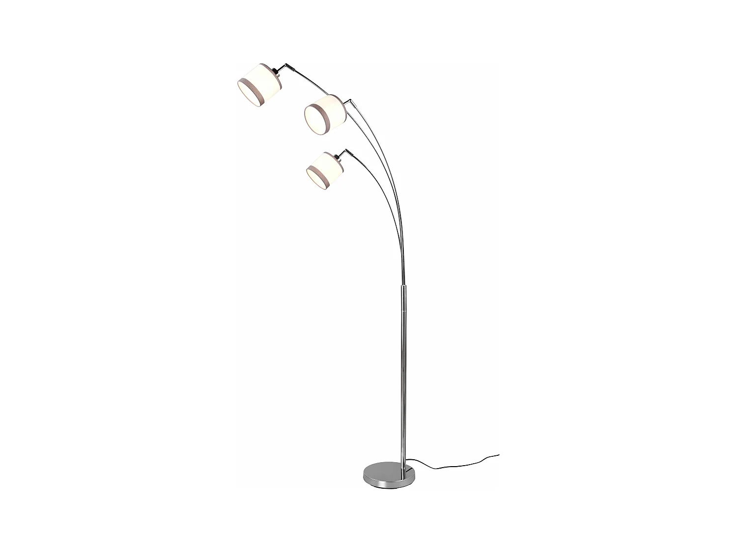 Piantana 3 paralumi, metallo, cromato e bianco/grigio, H 185 cm, Davos