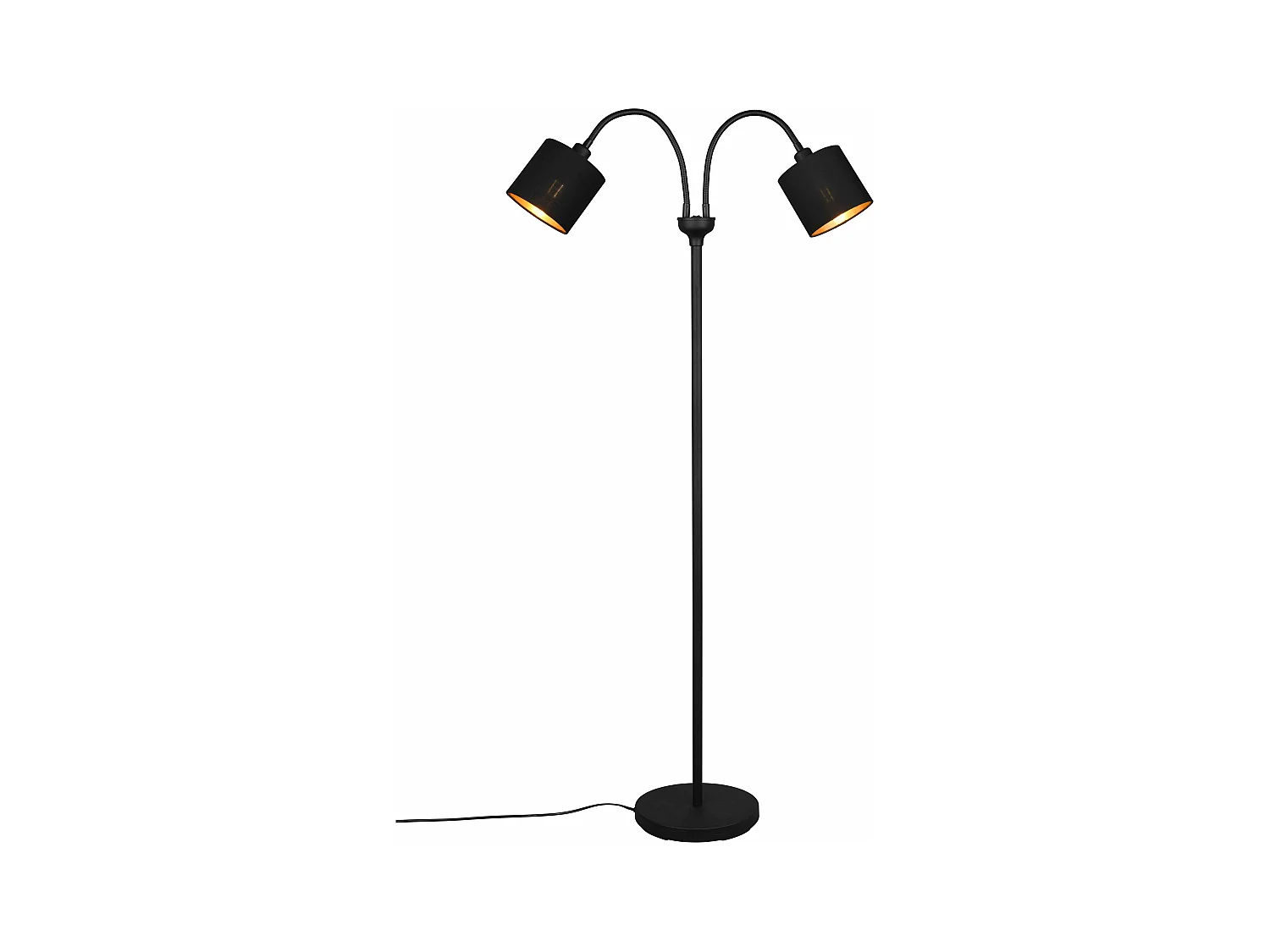 Piantana flessibile 2 luci, metallo, nero e oro, H 130 cm, Tommy