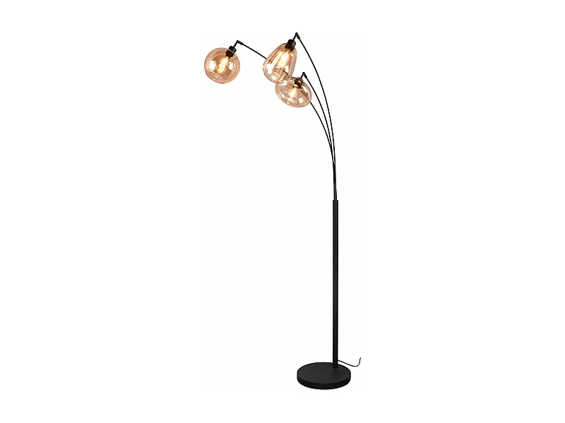 Piantana ad arco 3 diffusori, metallo, nero e ambra, H 200 cm, Lumina